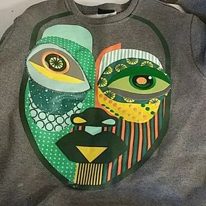 Multicolor graffic face sweat shirt